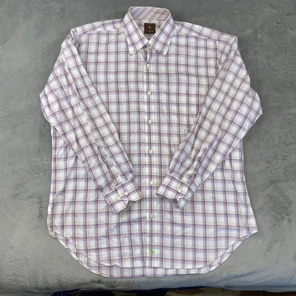 Tailorbyrd Button Down Shirt Mens‎ XL White Plaid 100% Egyptian Cotton Preppy